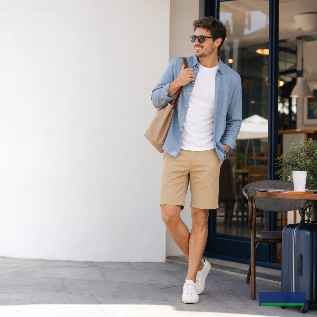 Quần short kaki nam basic: Gợi ý phối đồ gọn gàng cho cuối tuần và những chuyến đi ngắn Quần short kaki nam basic: Gợi ý phối đồ gọn gàng cho cuối tuần và những chuyến đi ngắn